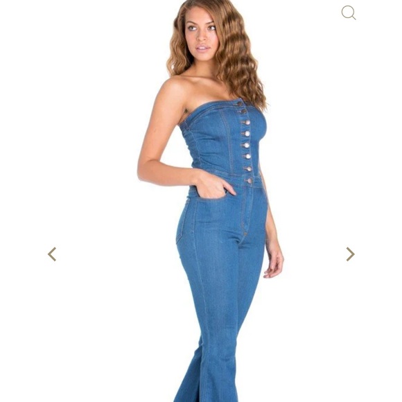 Rita Flare button up strapless jumpsuit ❤️ - Picture 3 of 6